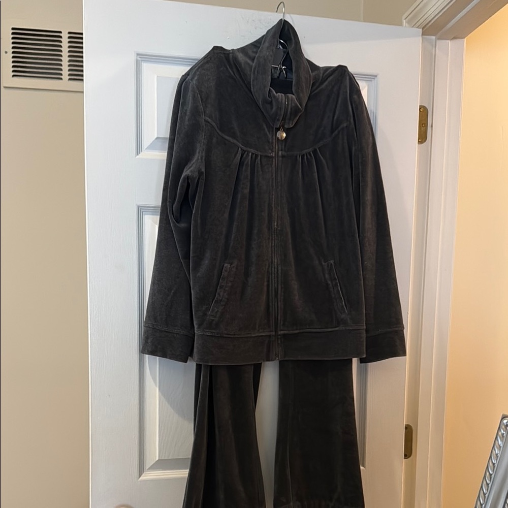 Style & Co. Women's Charcoal Velour Jogger Set